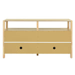 Bohemian Style Rattan Buffet Storage Cabinet with Solid Wood Frame