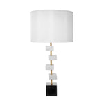 D15x30' Table Lamp with White Marble and Brass Frame