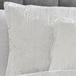 Turin 7 Piece White Crinkle Velvet Queen Comforter Ensemble