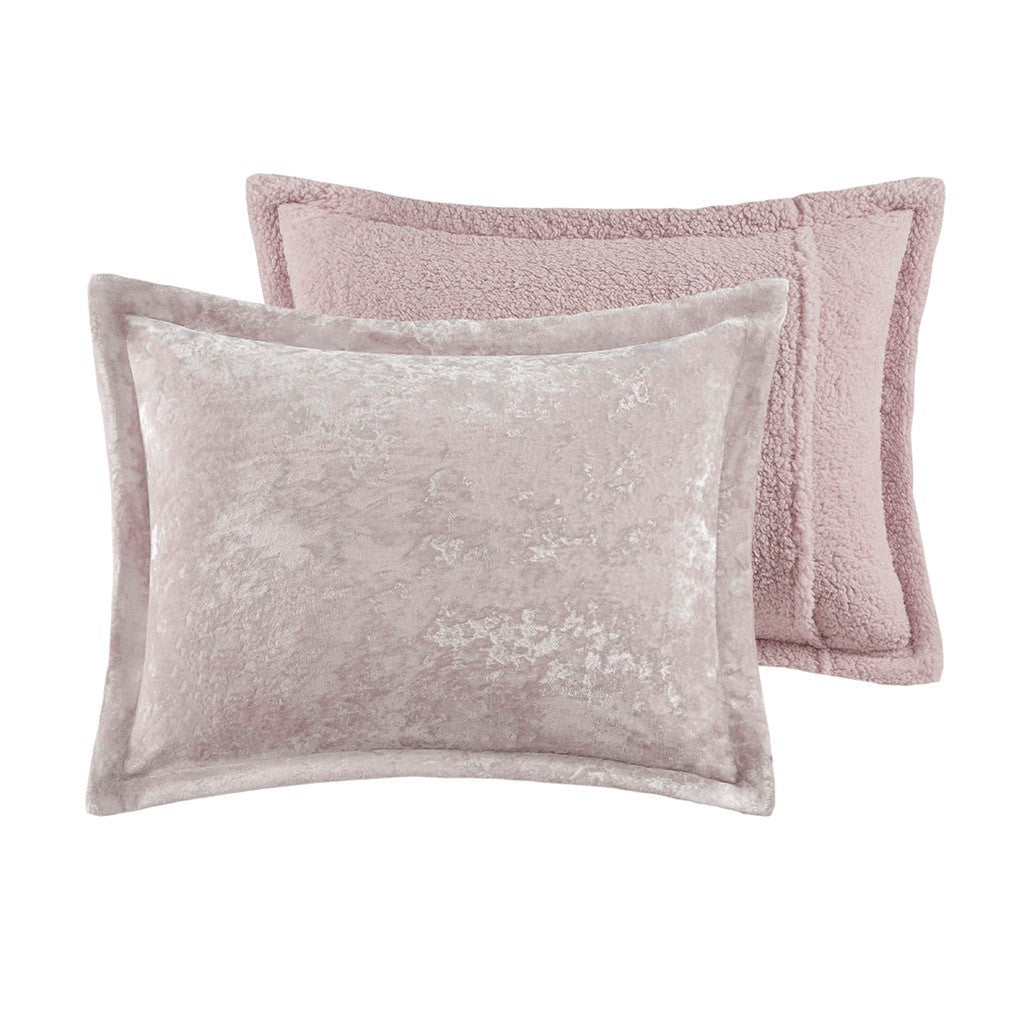 King/Cal King Crushed Velvet Sherpa Reversible Comforter Set