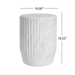 Outdoor Cicci Carved Side Table, White