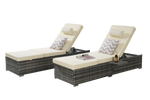 Outdoor Chaise Lounge Chair Set of 2 with Storage and Cushions