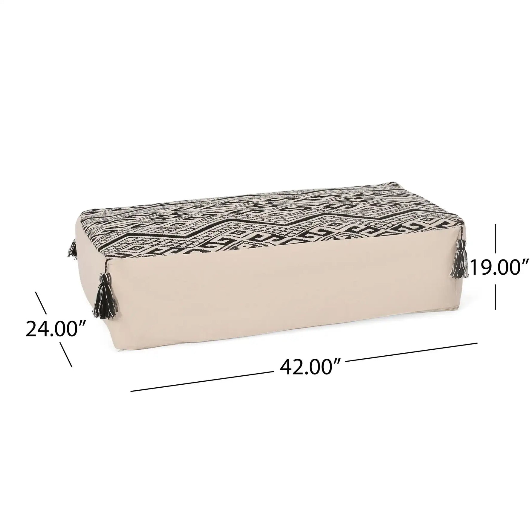 Kiki Rectangular Pouf Ottoman Floor Cushion Natural Black