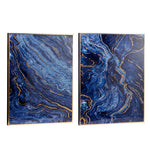 The Oceanus Elegance™ — Marbled Blue & Gold Panel Wall Art