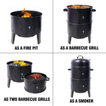 Charcoal Smoker Grill Wood Smoker Grills Outdoor Cooking 16 Inch Portable BBQ