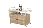 Outdoor Bar Table with Wicker Cabinet and Steel Top