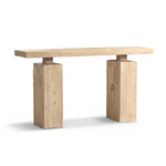 Calder 60' Solid Reclaimed Elm Plinth Console Table, Heritage Light Natural Brown