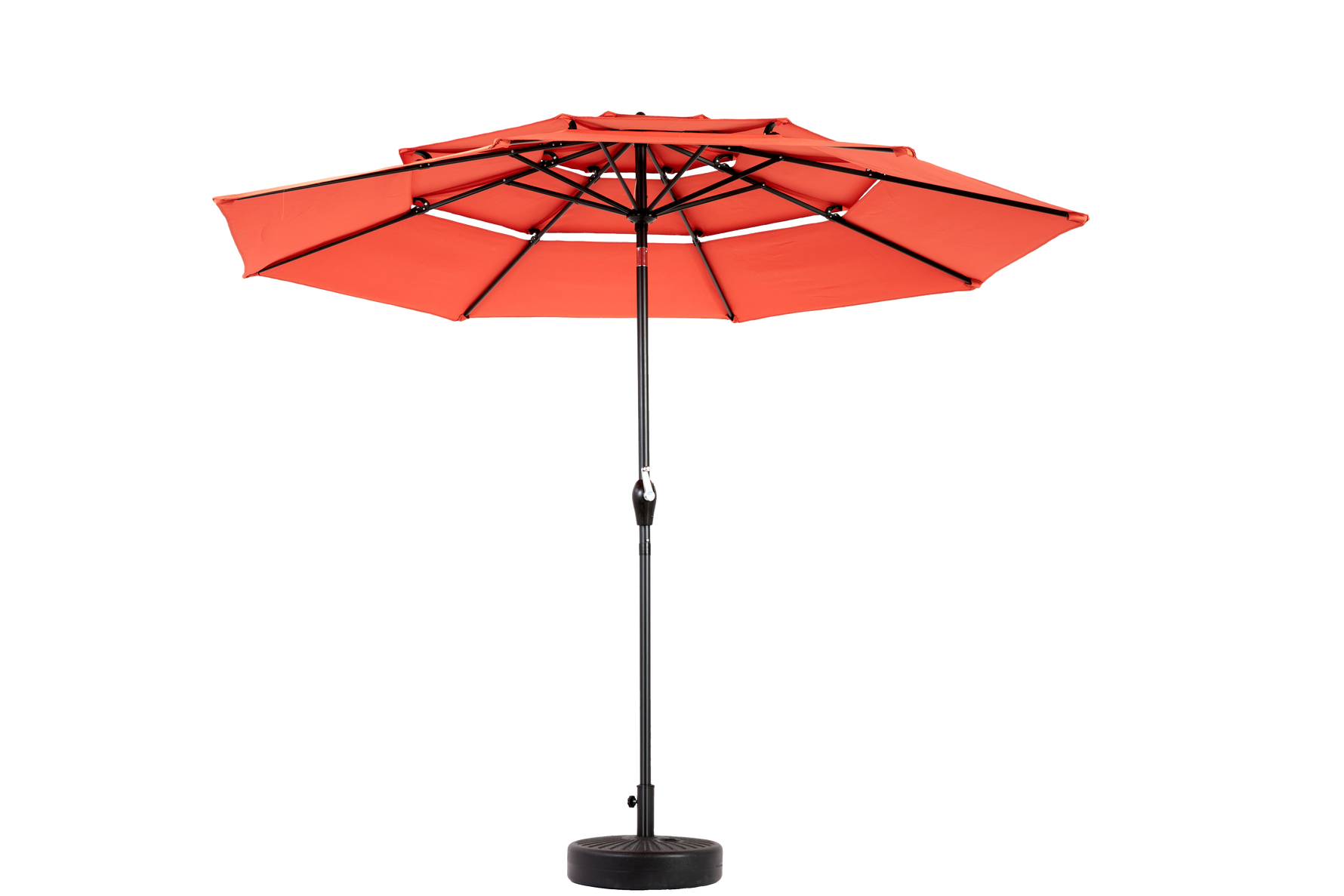 Aluminium 10ft 3-Tier Auto-Tilt Outdoor Patio Umbrella - Orange