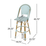 29.5' Outdoor PE Rattan and Aluminum French Barstools, Set of 2