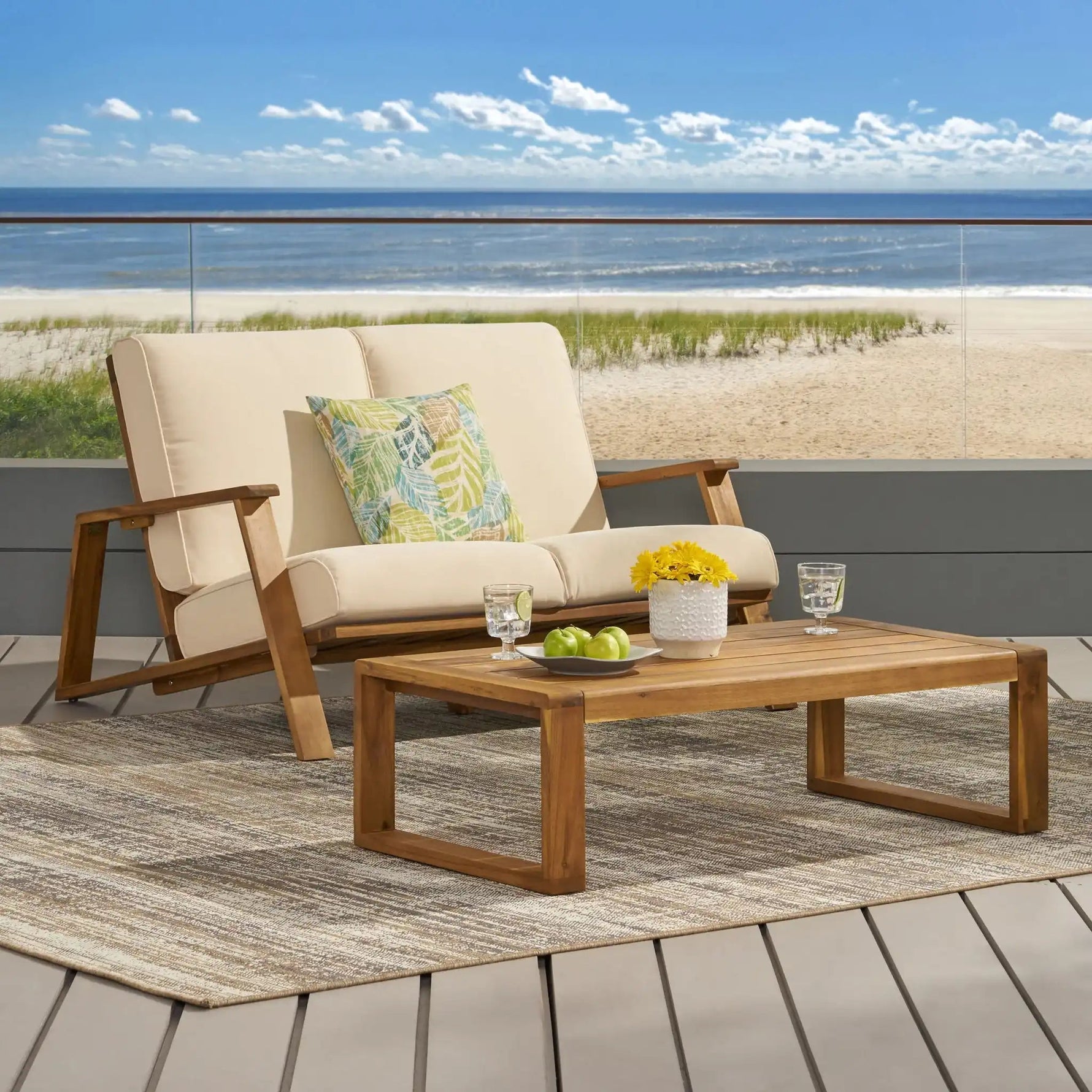 Paloma Contemporary Loveseat and Coffee Table Set