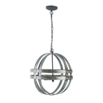 4 Light Galvanized Chandelier with Adjustable Chain