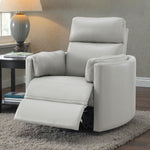 Sagen Gray Leather Aire Recliner W/Swivel & Glider