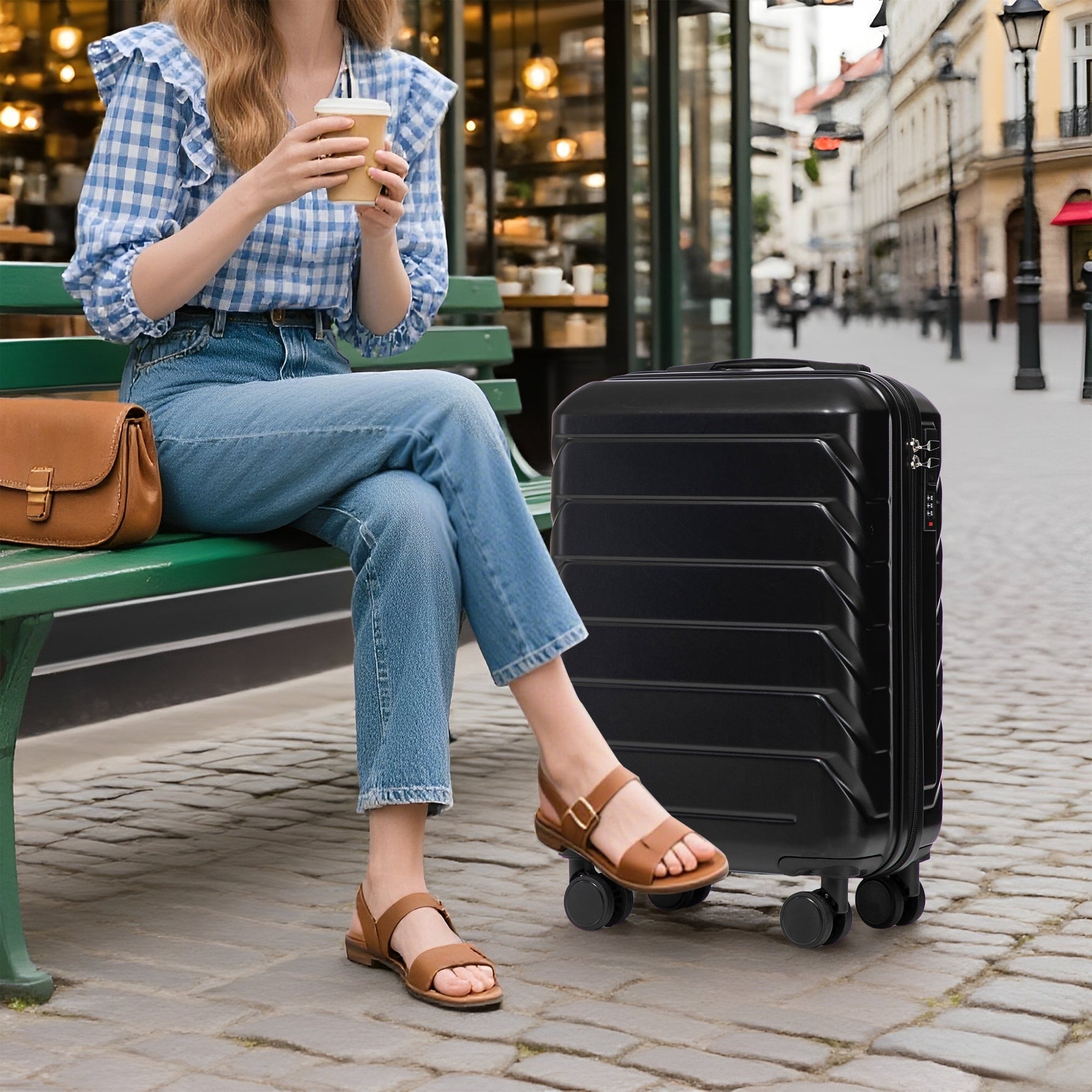 14'/20' 2-Piece ABS Spinner Wheel Luggage Set with Combination Lock