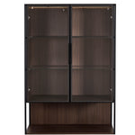 Modern Minimalist 51.2" Tall Lighted Display Cabinet with Tempered Glass