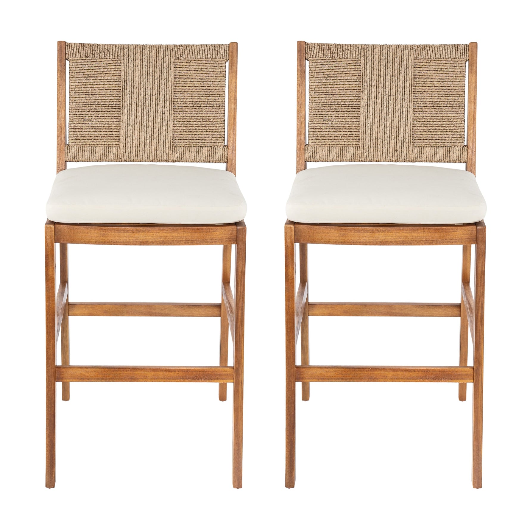 Outdoor Acacia Wood Bar Stools (Set of 2)