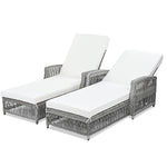 GO 2 Piece Long Reclining Chaise Outdoor Wicker Lounge Set