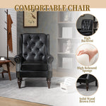 Modern Accent Armchair with Black PU Leather and Wood Legs