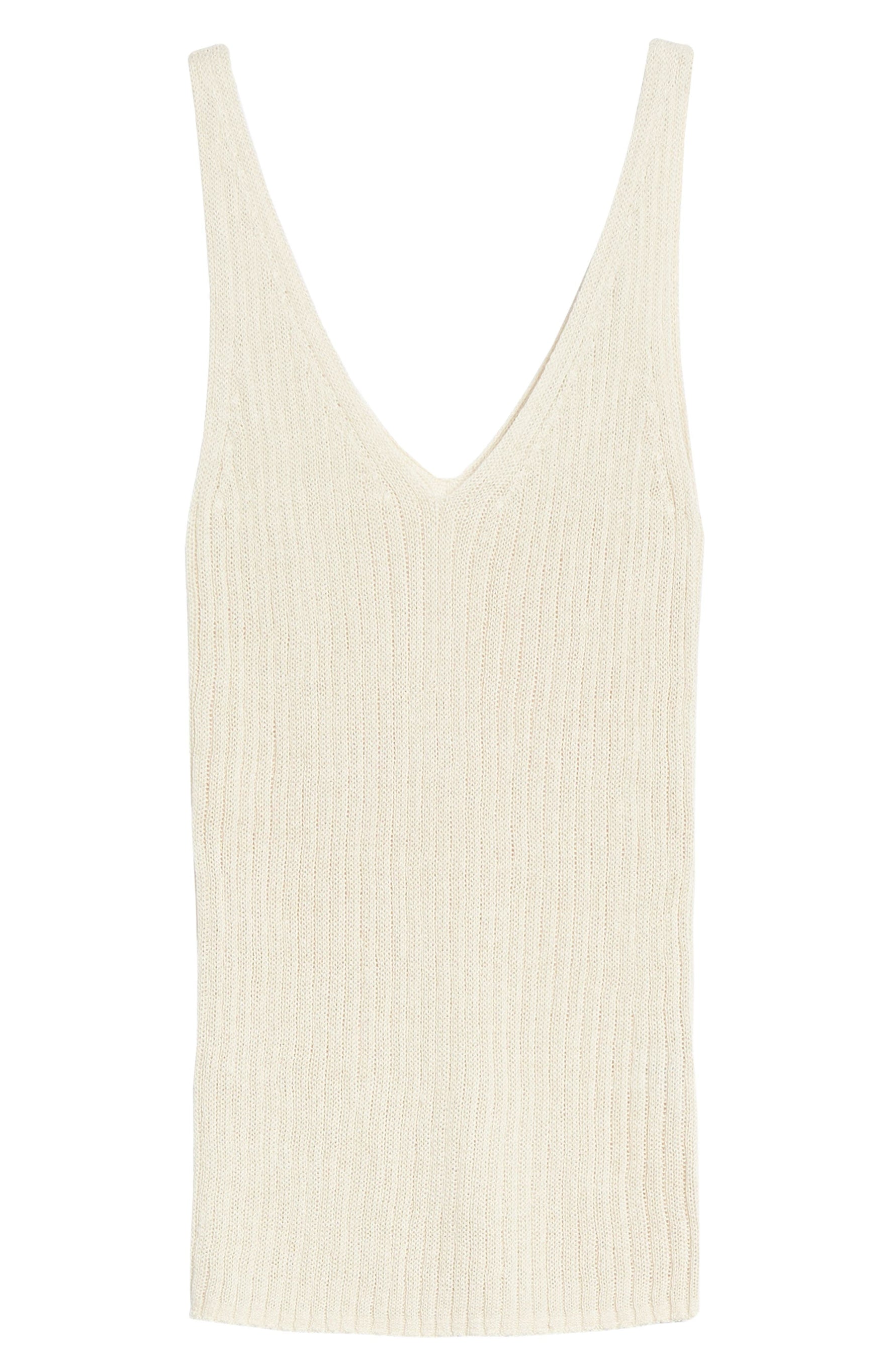 Women's Treasure & Bond V-Neck Ribbed Sweater Tank, Size Small - Beige
