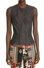 Brock Collection Thao Sleeveless Corset Top in Charcoal, Size 14