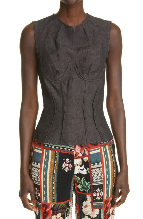 Brock Collection Thao Sleeveless Corset Top in Charcoal, Size 14
