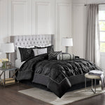 7 Piece Tufted Comforter Set Black Queen