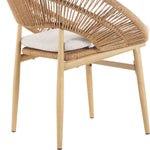 Cyril Outdoor Wicker Papasan Style Dining Chair with Teak Finished Legs - Set of 2