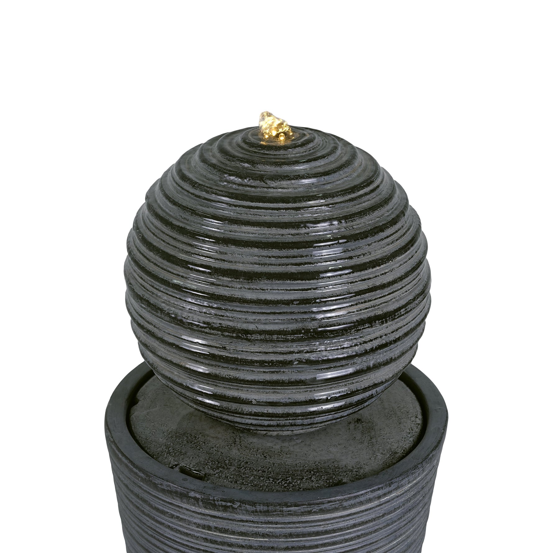 31.5' Tall Striped Concrete Column Fountain with LED Light