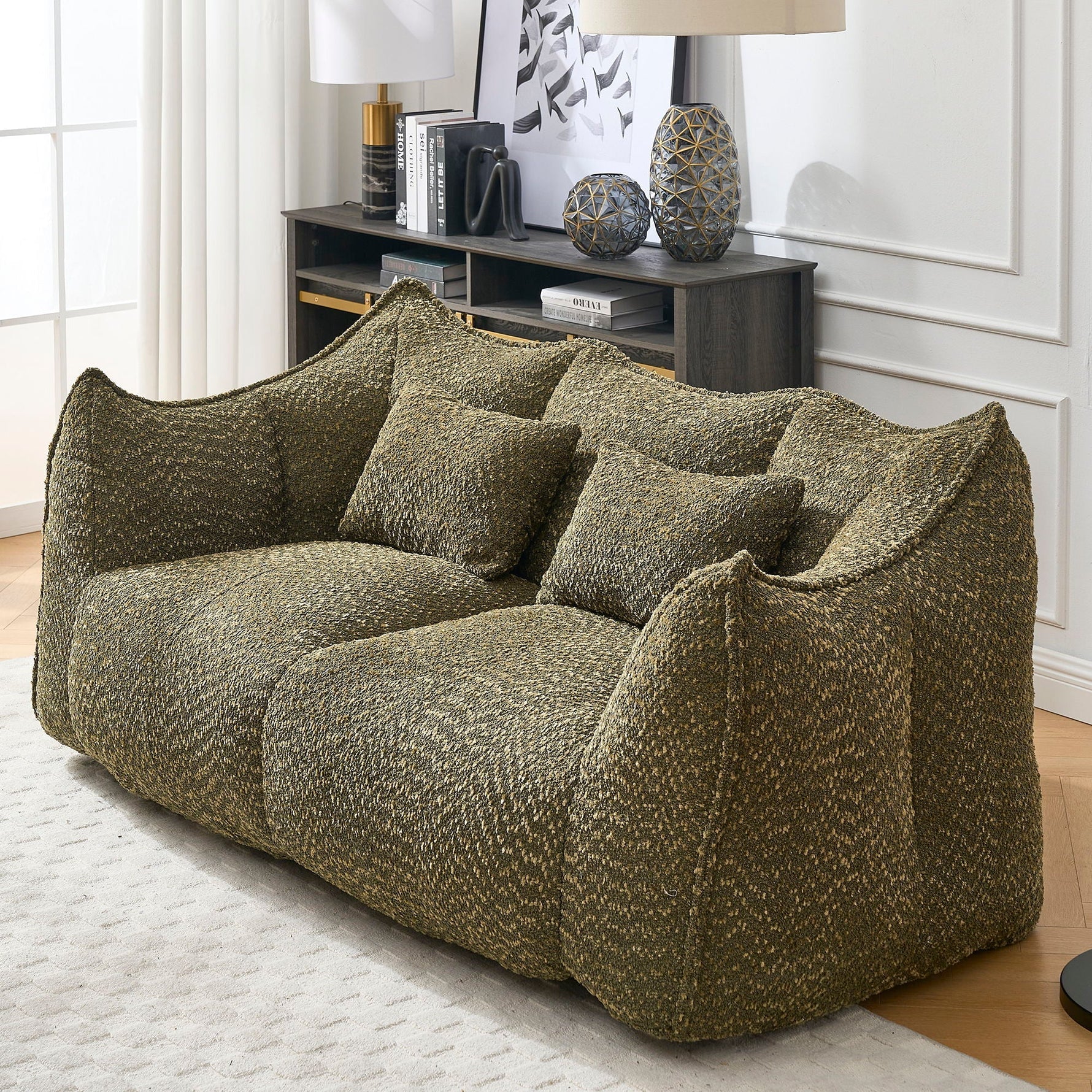 Comfortable Dual Beanbag Chair With High Resilience Foam Core For 2 People