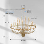 36-Light Gold Industrial Iron Candle Chandelier