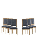 French Country Style Dining Chair with Upholstered Seating and Fluted Legs