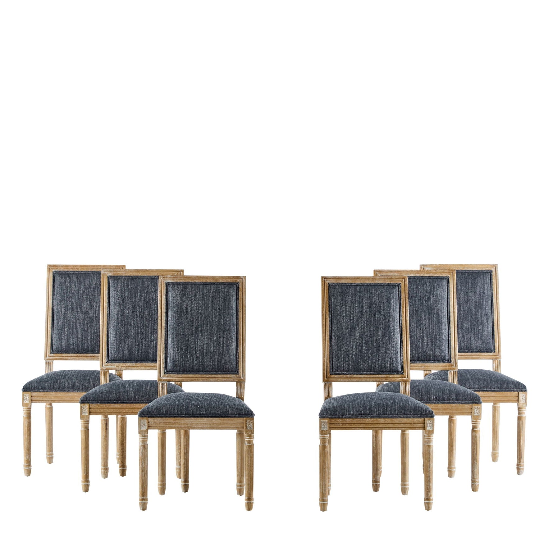 French Country Style Dining Chair with Upholstered Seating and Fluted Legs
