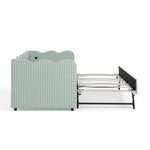 Cozy Gingham Daybed with Trundle Twin Size Sofa Bed No Box Spring Needed