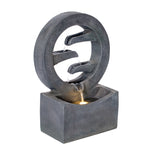 26.77'H Gray Circular Polyresin Outdoor Water Fountain with LED Light