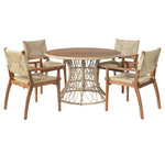 Durable Outdoor Dining Chair with Acacia Wood Frame and Wicker Seat