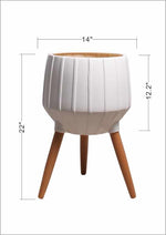 Dunguan White Ribbed Wood Outdoor Planter - Clearance