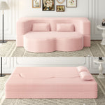 Convertible Foam-Filled Sleeper Sofa Bed with 2 Pillows