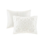 King/Cal King 3 Piece Tufted Cotton Chenille Damask Duvet Cover Set