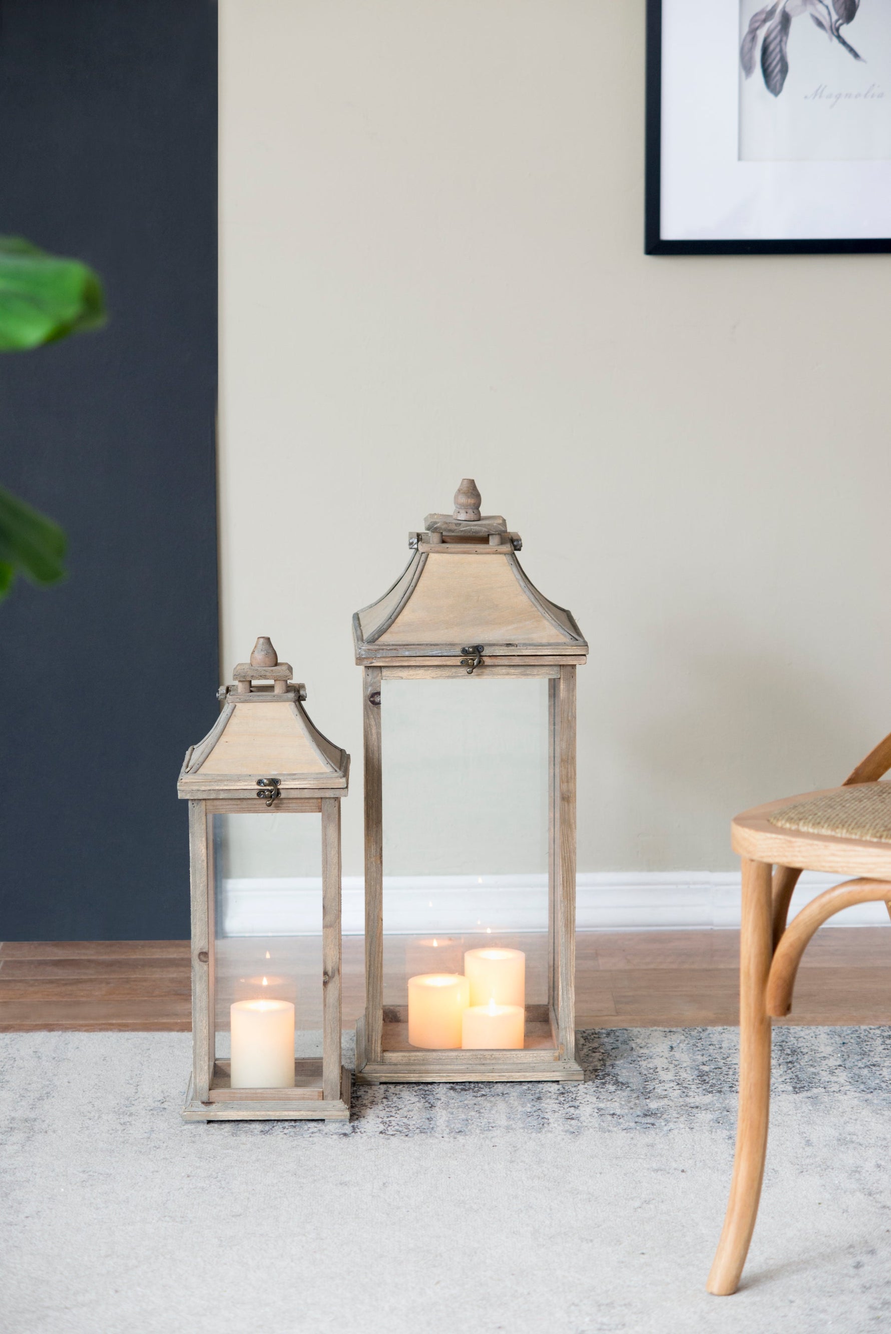 Wooden Candle Lantern Decorative, Hurricane Lantern Holder