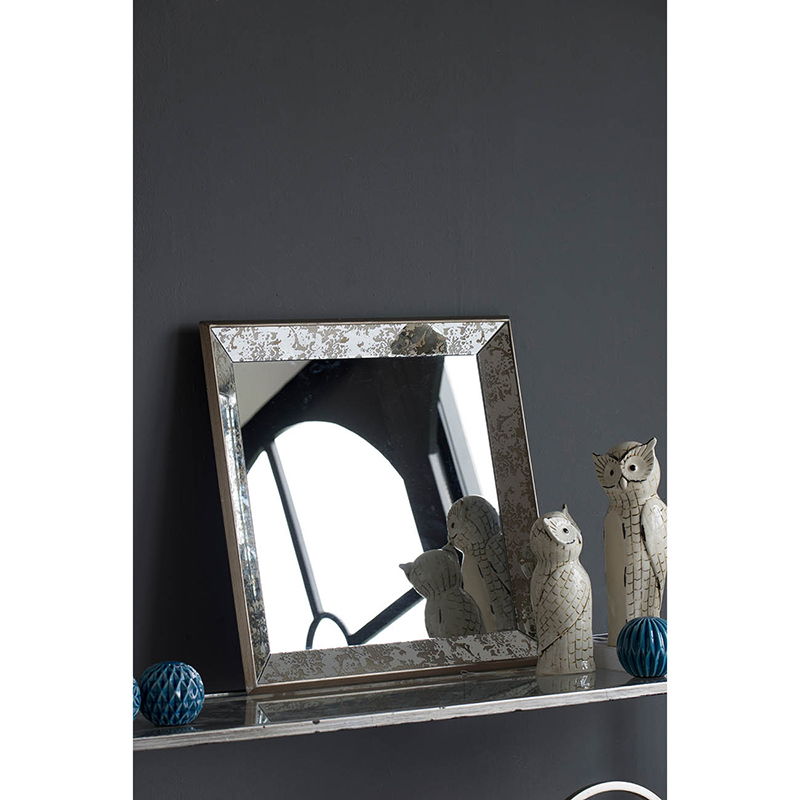 Antique Rectangle Mirror with Floral Accents