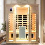 Low EMF, There is also a heating plate on the glass door, Hemlock wood Far-infrared indoor Three person sauna room