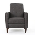 Macedonia Mid Century Modern Button Tufted Fabric Recliner - Slate