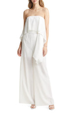 VICI Collection Strapless Tie Jumpsuit in White, Size Large