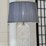 Luxora Decorative Glass Table Lamp with Gold Finish and Grey Shade