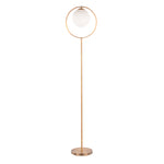 Moon Contemporary Floor Lamp in Gold Metal and Frosted Glass
