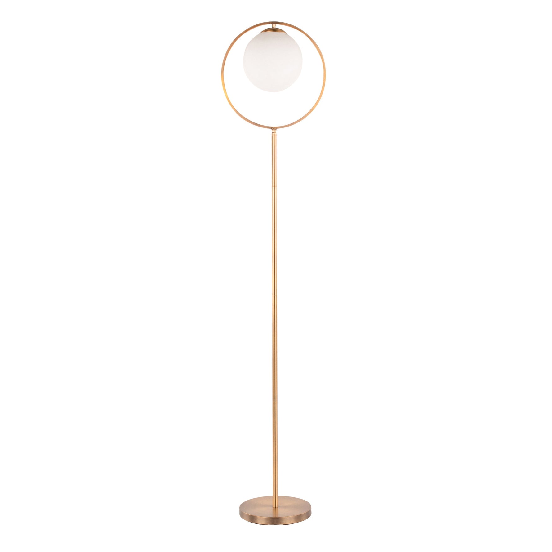 Moon Contemporary Floor Lamp in Gold Metal and Frosted Glass