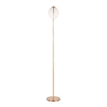 Moon Contemporary Floor Lamp in Gold Metal and Frosted Glass