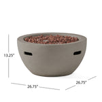 27' Bowl Shaped MGO 40,000 BTU Propane Fire Pit, Light Grey (Tank Cover not Included)