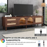 Rattan TV Stand with 3 Cabinets and 2 Drawers