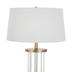 Rope Contemporary Floor Lamp in Natural Wood, White Metal, and Rope Accent