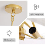 3-Light Gold Fabric Drum Pendant Light
